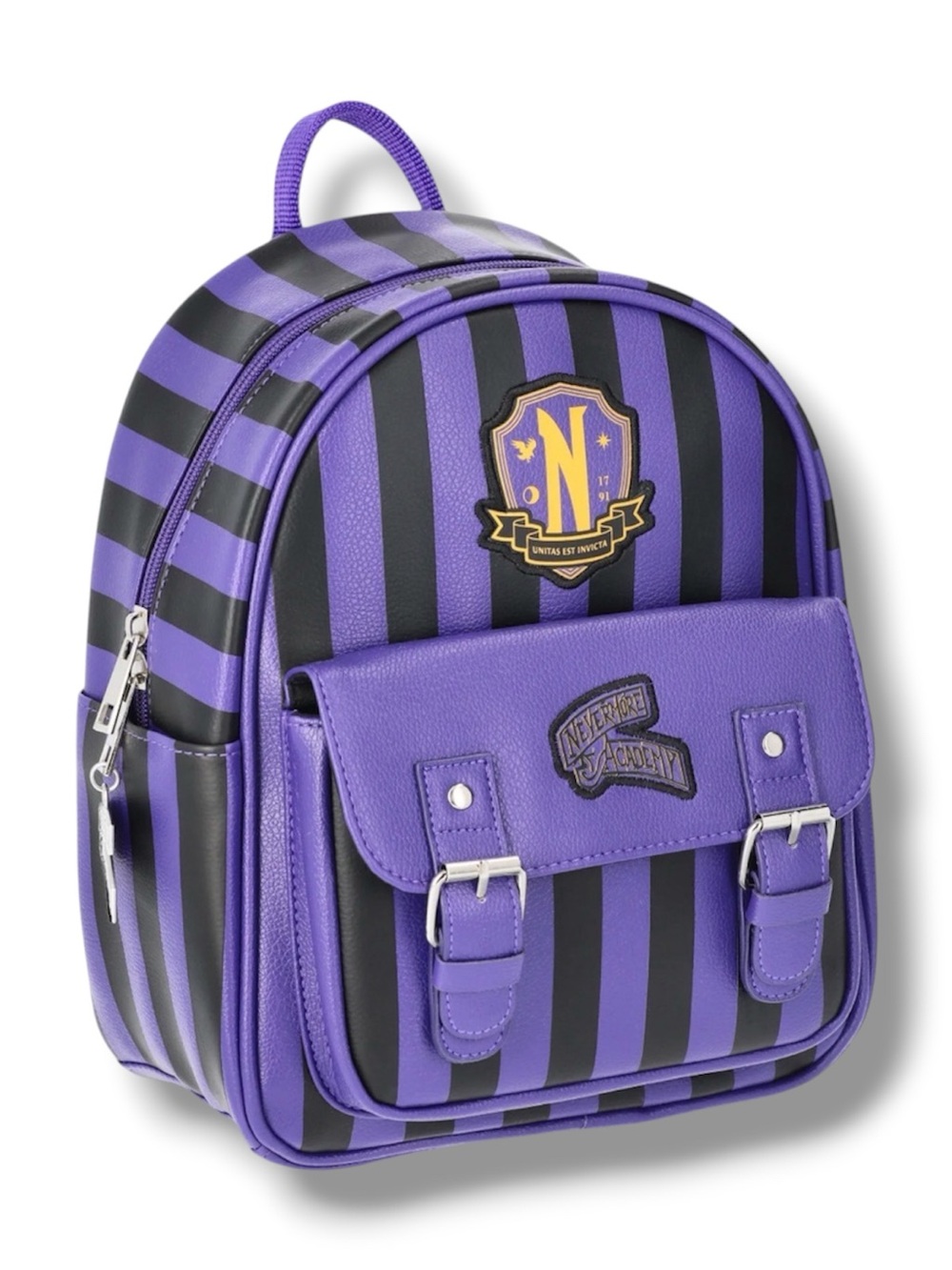 Wednesday Addams Nevermore Academy Women's Striped Mini Backpack - NWT